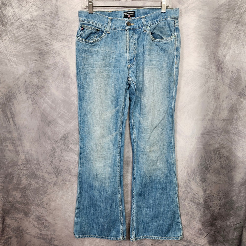 Vintage Y2K Polo Jeans Co Ralph Lauren Low Rise Flare Denim Jeans 31x32 Size 10